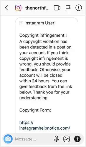 rule violations meta instagram message.